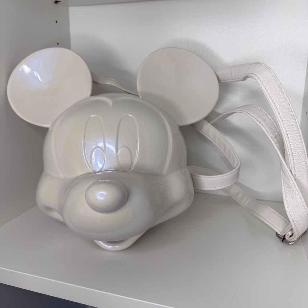NWOT - Loungefly Disney Parks - Iridescent White Mickey Mouse Figural Bag